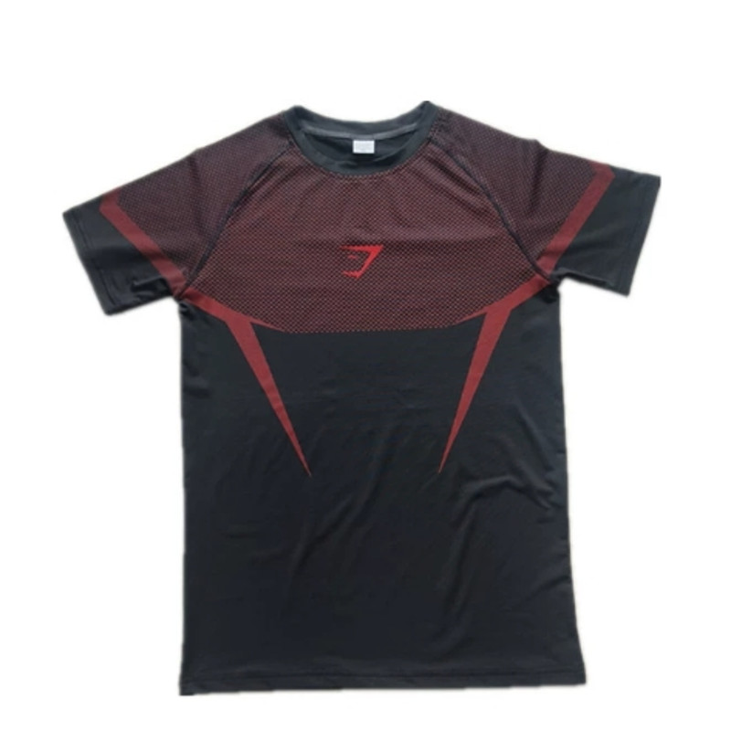 Mens Quick Dry High Elastic Shark Sports T-Shirt, Tight Fitness Training, Breathable Summer Gym Top