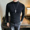 Mens Slim Fit Long Sleeve Turtleneck High Elastic Basic Pullover Solid Color Bottoming Shirt 3