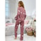 Women Pajamas Set Long Sleeve Top And Pants Sleepwear 2 Piece Autumn Casual Loose Elastic Homewear 4