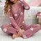 Women Pajamas Set Long Sleeve Top And Pants Sleepwear 2 Piece Autumn Casual Loose Elastic Homewear 5