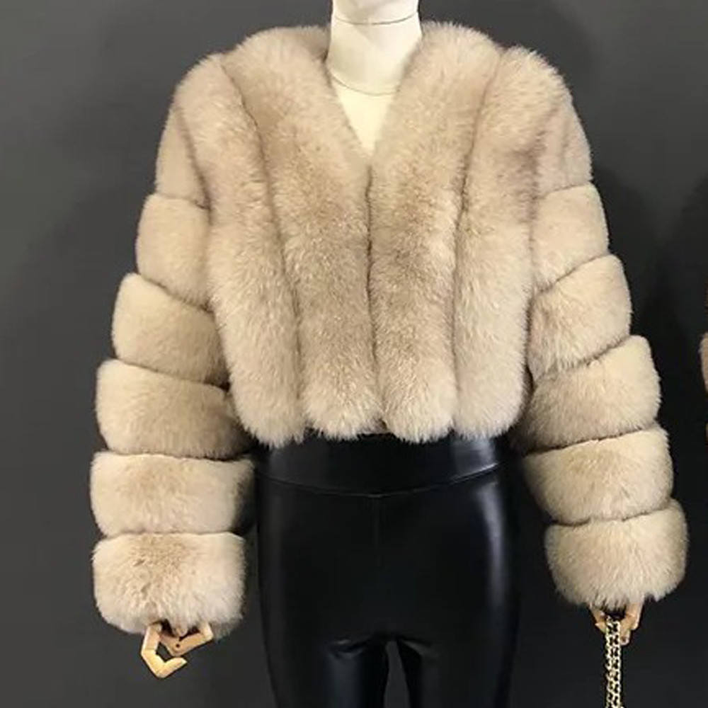 Luxury Faux Fox Fur Coat V Neck Winter Coat For Women Warm Long Sleeve Teddy Jacket Chic Fashion Ou 6