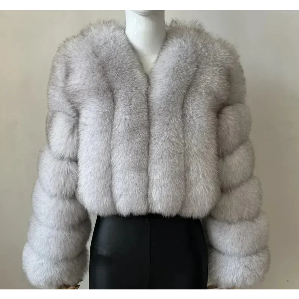 Luxury Faux Fox Fur Coat V Neck Winter Coat For Women Warm Long Sleeve Teddy Jacket Chic Fashion Ou 11