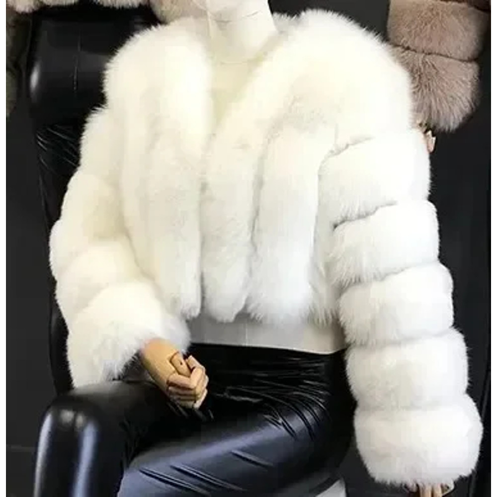 Luxury Faux Fox Fur Coat V Neck Winter Coat For Women Warm Long Sleeve Teddy Jacket Chic Fashion Ou 15