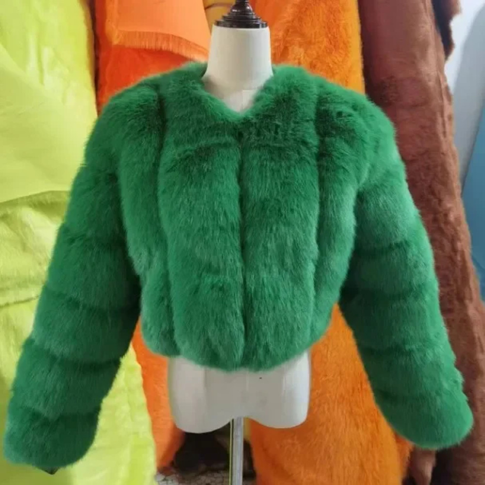 Luxury Faux Fox Fur Coat V Neck Winter Coat For Women Warm Long Sleeve Teddy Jacket Chic Fashion Ou 18