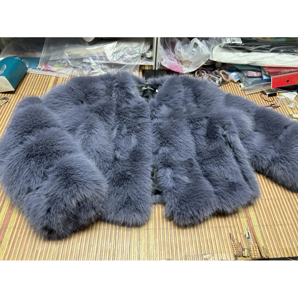 Luxury Faux Fox Fur Coat V Neck Winter Coat For Women Warm Long Sleeve Teddy Jacket Chic Fashion Ou 24