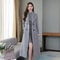 Elegant British Style Women Woolen Coat Double Breasted Waist Tight Suit Collar Long Cardigan Mid C 0