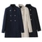 New Double Breasted Jacket for Women, Gold Button Up Stand Up Collar Solid Color Coat for Autumn and Winter