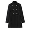 New Double Breasted Jacket for Women, Gold Button Up Stand Up Collar Solid Color Coat for Autumn and Winter