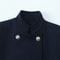 New Double Breasted Jacket for Women, Gold Button Up Stand Up Collar Solid Color Coat for Autumn and Winter