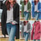 Women's Autumn Fashion Coat, Casual Loose Fit, Long Sleeve Hooded Outerwear, Pure Color Polyester Fiber, Notch Collar