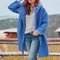 Women's Autumn Fashion Coat, Casual Loose Fit, Long Sleeve Hooded Outerwear, Pure Color Polyester Fiber, Notch Collar