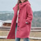 Women's Autumn Fashion Coat, Casual Loose Fit, Long Sleeve Hooded Outerwear, Pure Color Polyester Fiber, Notch Collar