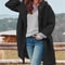 Women's Autumn Fashion Coat, Casual Loose Fit, Long Sleeve Hooded Outerwear, Pure Color Polyester Fiber, Notch Collar
