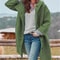 Women's Autumn Fashion Coat, Casual Loose Fit, Long Sleeve Hooded Outerwear, Pure Color Polyester Fiber, Notch Collar