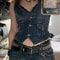 Slim Fit Women's Denim Vest, Dense Fabric, European American Style, Silhouette Smoothing