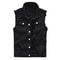 Mens Black Jean Vest Slim Fit Denim Waistcoat Fringe Sleeveless Tank Top 0