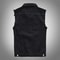 Mens Black Jean Vest Slim Fit Denim Waistcoat Fringe Sleeveless Tank Top 1