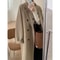 Elegant Women's Woolen Coat, Autumn Winter Mid Length Hepburn Style, Loose Fit Thickened Outerwear
