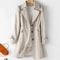 Elegant Korean Trench Coat for Women, New Double Breasted Overcoat, Mid Long Windbreaker Outerwear for Spring, Autumn