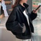 Women's Short Sweatshirt Jacket, Versatile Loose Fit Casual Style, Three Stripe Autumn Winter Jacket