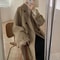 Women's Woolen Coat, Hepburn Style, Mid Length, Loose Fit, Thickened Autumn Winter Coat