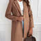 Women's Autumn Winter Coat, Simple Solid Colour, Long Button Tweed, Chic Outerwear