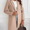 Women's Autumn Winter Coat, Simple Solid Colour, Long Button Tweed, Chic Outerwear