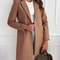 Women's Autumn Winter Coat, Simple Solid Colour, Long Button Tweed, Chic Outerwear