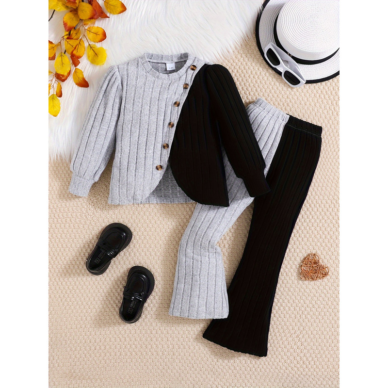 Toddler Girl Winter Clothes Set, Warm Fleece Hooded Jacket and Elastic Waistband Snow Pants for Cold Weather