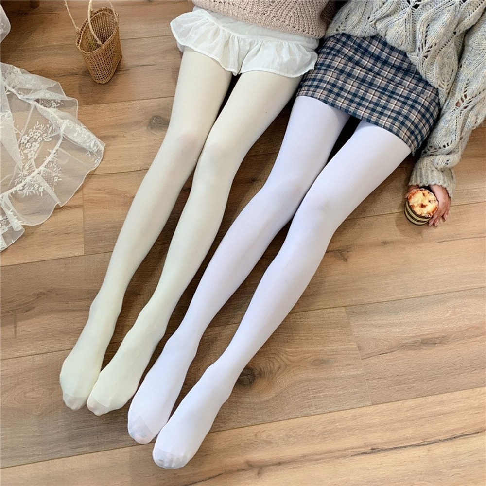 Velvet Winter Tights for Women, Opaque Black Pantyhose, Girls White Dance Tights, Lolita Stockings