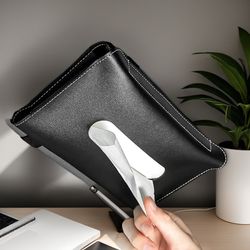 pu leather car sun visor tissue box holder, auto interior storage decoration, 1pc space saver