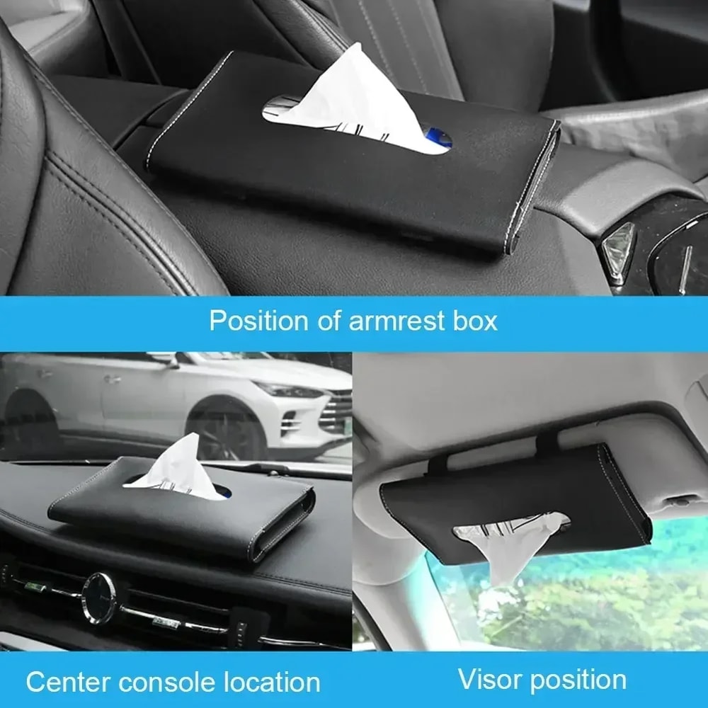 PU Leather Car Sun Visor Tissue Box Holder Auto Interior Storage Decoration 1PC Space Saver 2