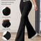 Thin Wide Leg Pants for Slim Women, High Waisted Tight Fitting Flared Pants, Slim Leg Long Black Pants for Spring