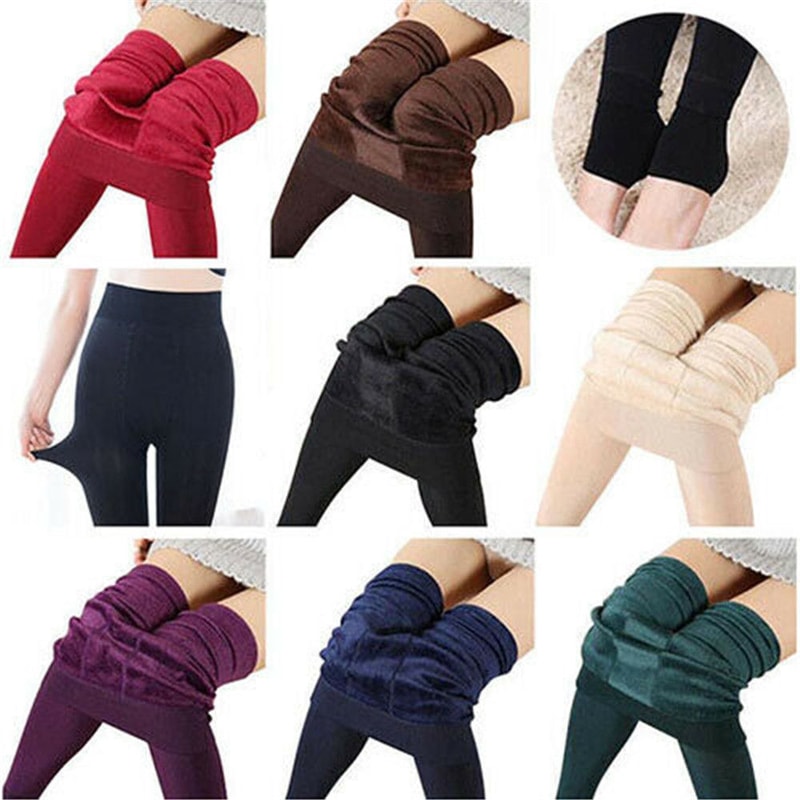 Women Winter Thermal Leggings, Fleece Lined Tights, Warm Thick Stretch Pantyhose