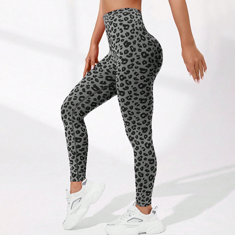 Seamless Yoga Leggings for Women, High Waist Tights, Sexy Leopard Print, Hip Lift Fitness Leggings