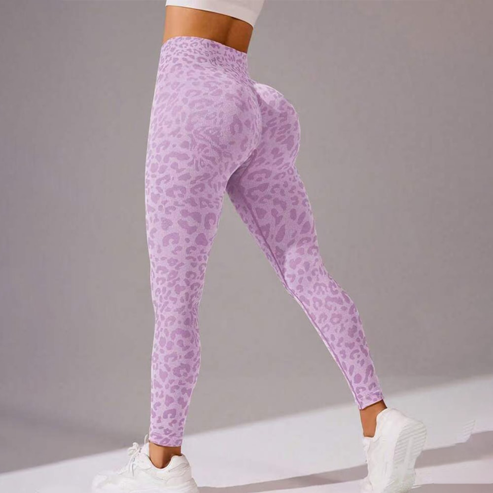 Seamless Yoga Leggings for Women, High Waist Tights, Sexy Leopard Print, Hip Lift Fitness Leggings