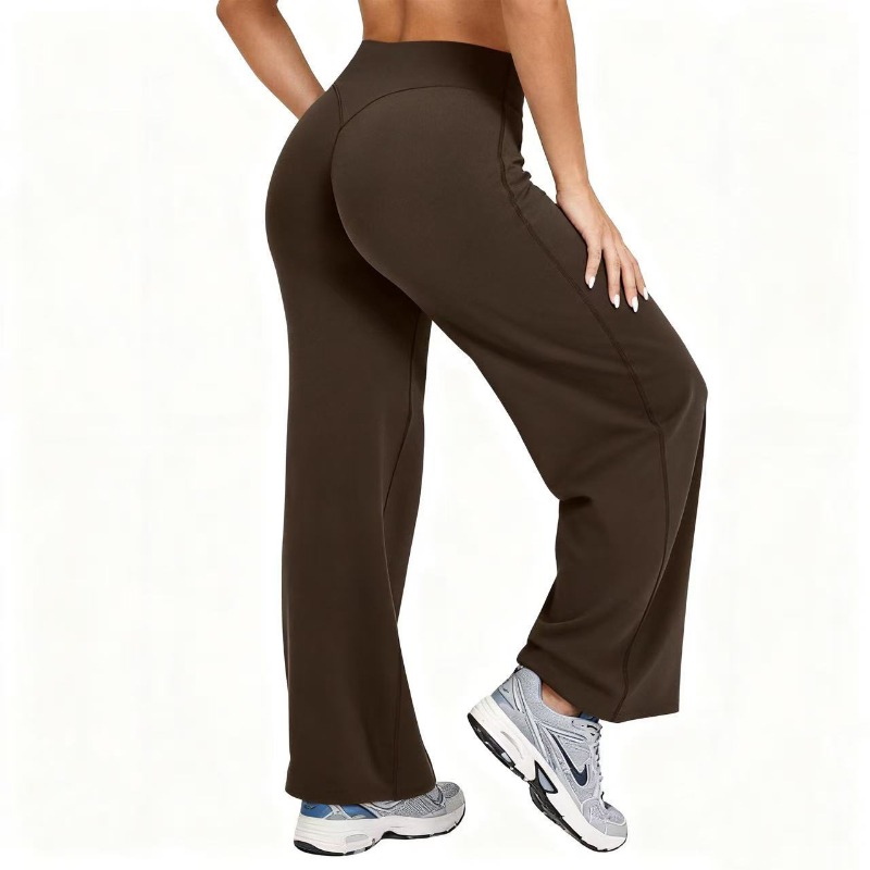 Plus Size Yoga Pants, High Waist Wide Leg, Naked Feel Stretchy Leggings, Solid Color Pilates Run Sport Straight Leg Pant