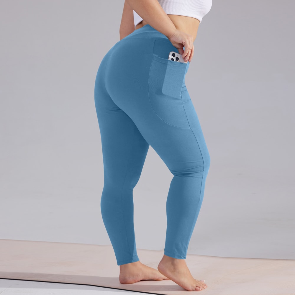 High Waisted Yoga Pants For Women Plus Size Hip Lift Athletic Leggings With Pockets Solid Color Cap 1