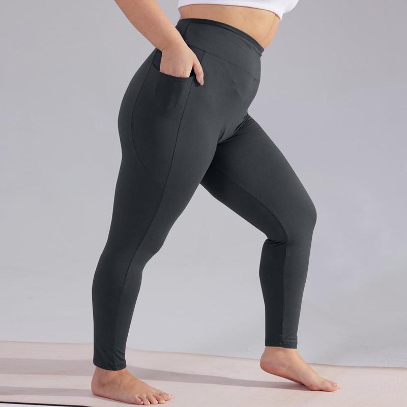 High Waisted Yoga Pants For Women Plus Size Hip Lift Athletic Leggings With Pockets Solid Color Cap 8