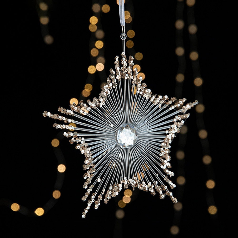 Christmas Tree Ornaments Hanging, Acrylic Crystal Pendant, Snowflake Ornaments , Home Decoration Xmas Gifts