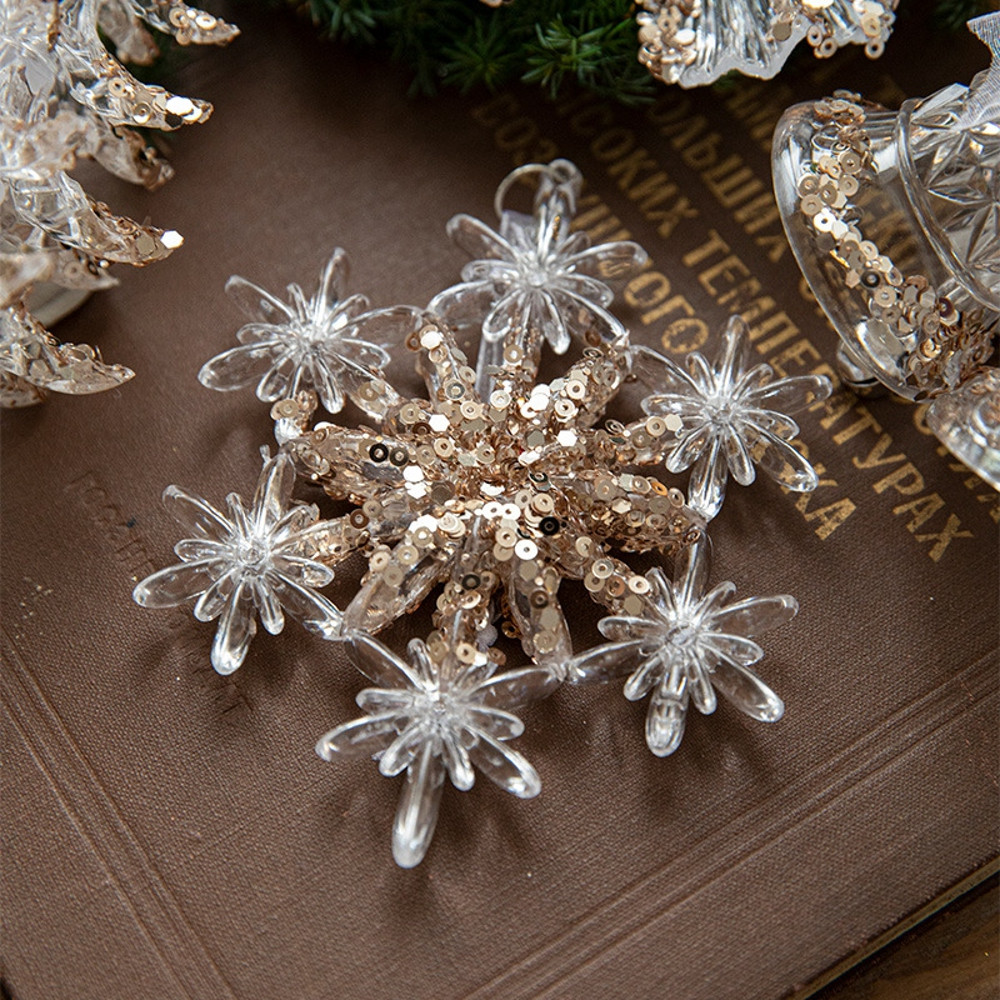 Christmas Tree Ornaments Hanging, Acrylic Crystal Pendant, Snowflake Ornaments , Home Decoration Xmas Gifts