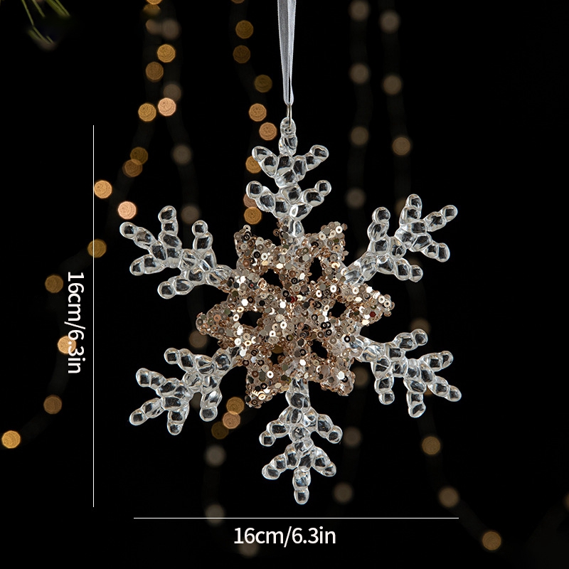 Christmas Tree Ornaments Hanging, Acrylic Crystal Pendant, Snowflake Ornaments , Home Decoration Xmas Gifts