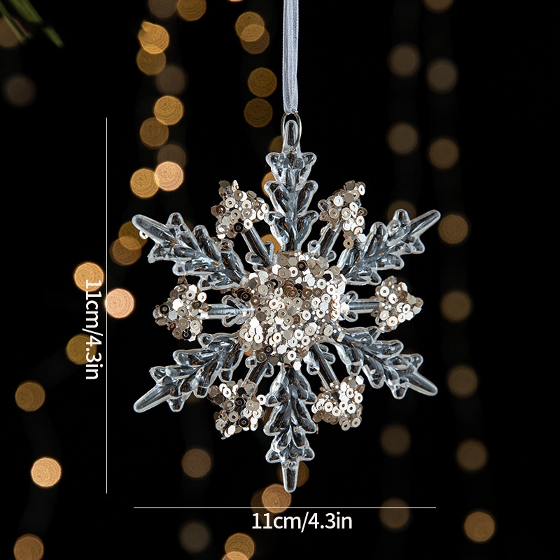 Christmas Tree Ornaments Hanging, Acrylic Crystal Pendant, Snowflake Ornaments , Home Decoration Xmas Gifts