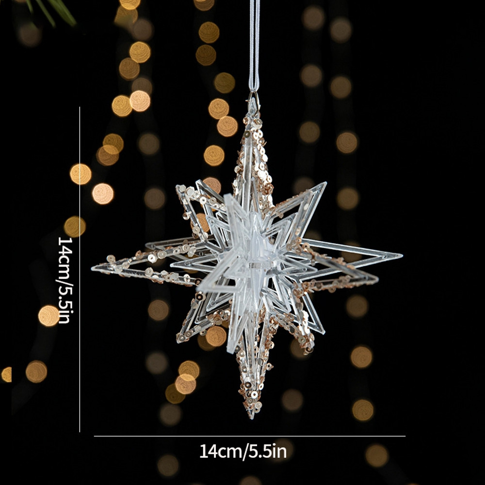 Christmas Tree Ornaments Hanging, Acrylic Crystal Pendant, Snowflake Ornaments , Home Decoration Xmas Gifts