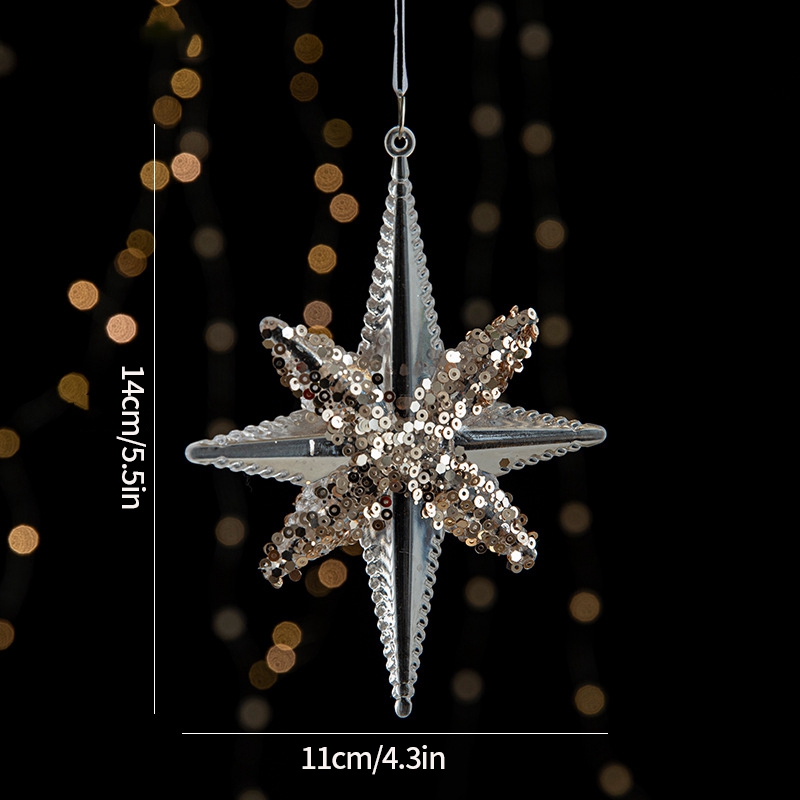 Christmas Tree Ornaments Hanging, Acrylic Crystal Pendant, Snowflake Ornaments , Home Decoration Xmas Gifts