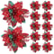 Artificial Flower Ornaments, Glitter Pink Christmas Flowers, Xmas Tree Decoration for Home and New Year