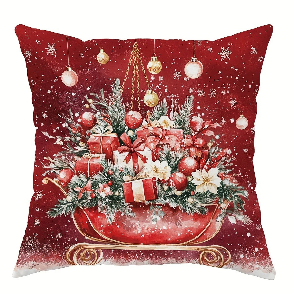Santa Claus and Snowman Pillow Cover, Christmas Decoration Pillowcase, Gift Cushion for Sofa, Room and New Year
