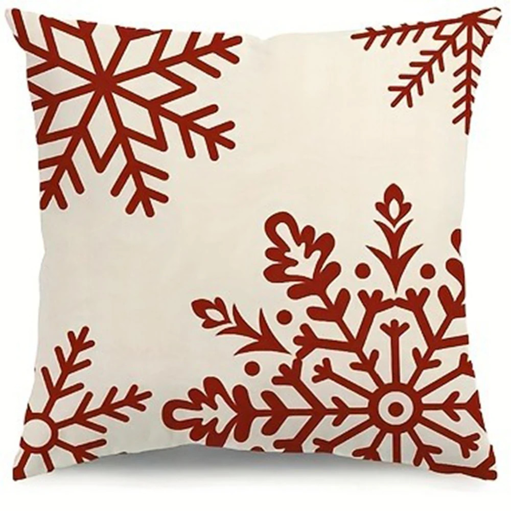 Red Snowflake Christmas Tree Pillow, Christmas Cushion Cover for Living Room Sofa, Holiday Home Decoration Pillowcase