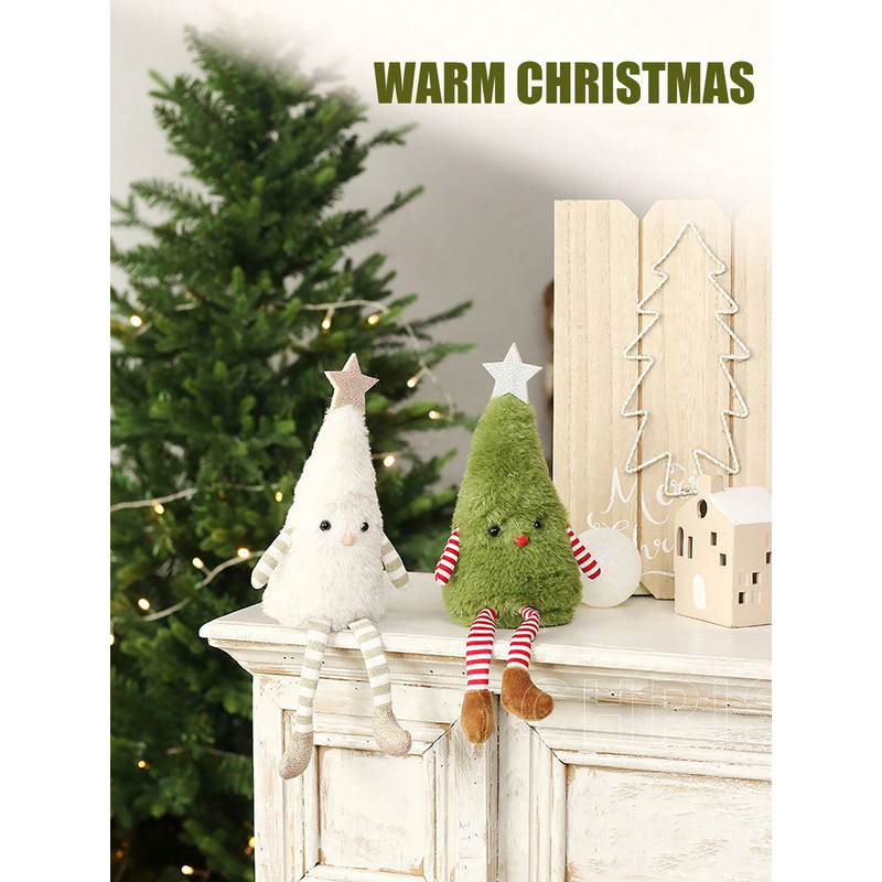 Cute Plush Christmas Decorations, Christmas Tree Doll Ornament, Home Party Decor, Couple Gift Idea, Holiday Plush Doll