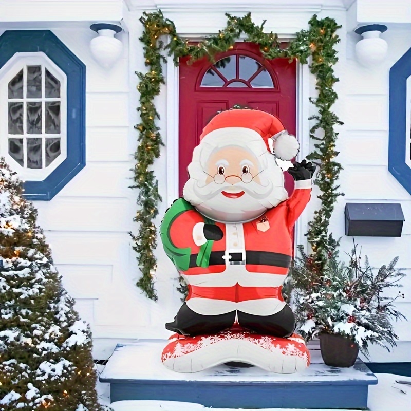 Tall Christmas Party Decor Extra Large Santa Claus Foil Balloon Decoration Santa In Red Suit And Gr 4